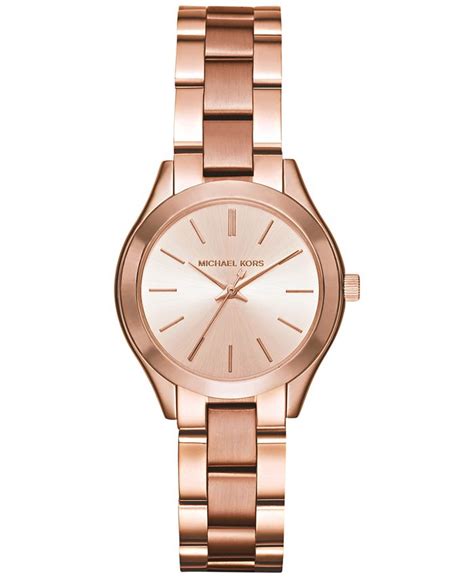 michael kors mini slim runway rose gold tone three-hand watch|Mini Runway Rose Gold.